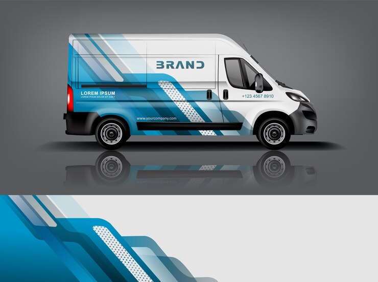 Diseño de envoltura de furgoneta Diseño de calcomanías y pegatinas envolventes para la empresa eps 10 Formato vectorial dekal a1