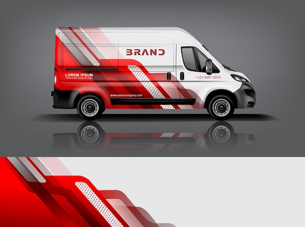Diseño de envoltura de furgoneta Diseño de calcomanías y pegatinas envolventes para la empresa eps 10 Formato vectorial dekal a1