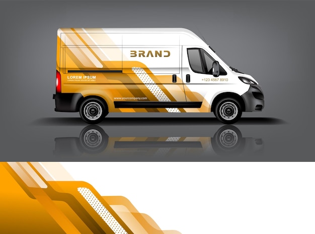 Diseño de envoltura de furgoneta Diseño de calcomanías y pegatinas envolventes para la empresa eps 10 Formato vectorial dekal a1