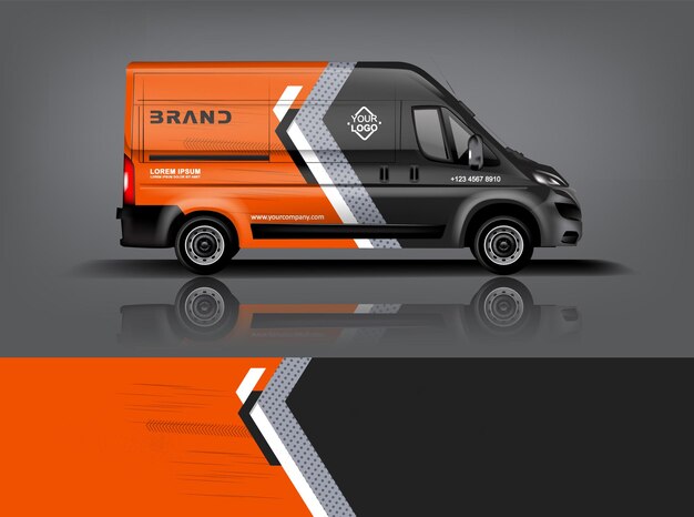 Diseño de envoltura de furgoneta Diseño de calcomanías y pegatinas envolventes para la empresa eps 10 Formato vectorial dekal a1