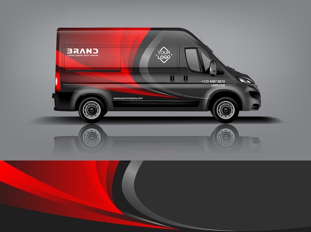 Diseño de envoltura de furgoneta Diseño de calcomanías y pegatinas envolventes para la empresa eps 10 Formato vectorial dekal a1