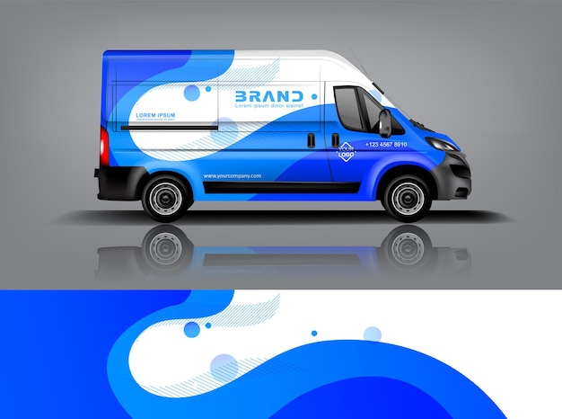 Diseño de envoltura de furgoneta Diseño de calcomanías y pegatinas envolventes para la empresa eps 10 Formato vectorial dekal a1