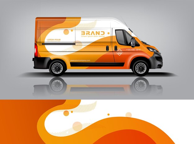 Diseño de envoltura de furgoneta Diseño de calcomanías y pegatinas envolventes para la empresa eps 10 Formato vectorial dekal a1