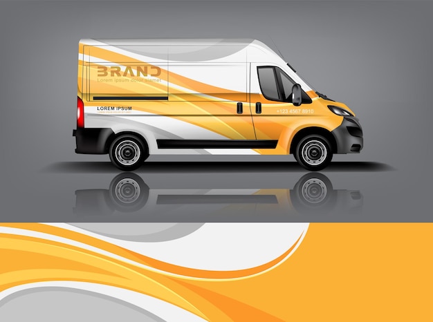 Diseño de envoltura de furgoneta Diseño de calcomanías y pegatinas envolventes para la empresa eps 10 Formato vectorial dekal a1