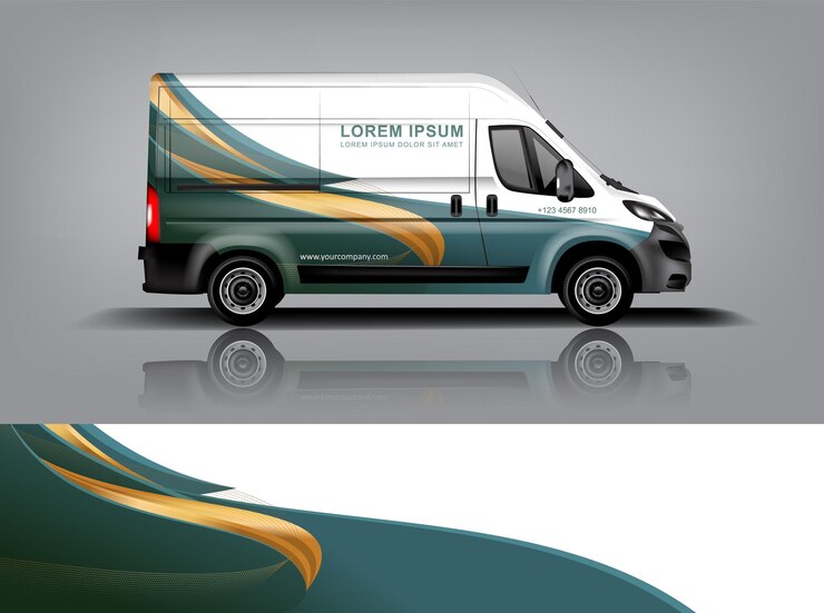 Diseño de envoltura de furgoneta Diseño de calcomanías y pegatinas envolventes para la empresa eps 10 Formato vectorial dekal a1