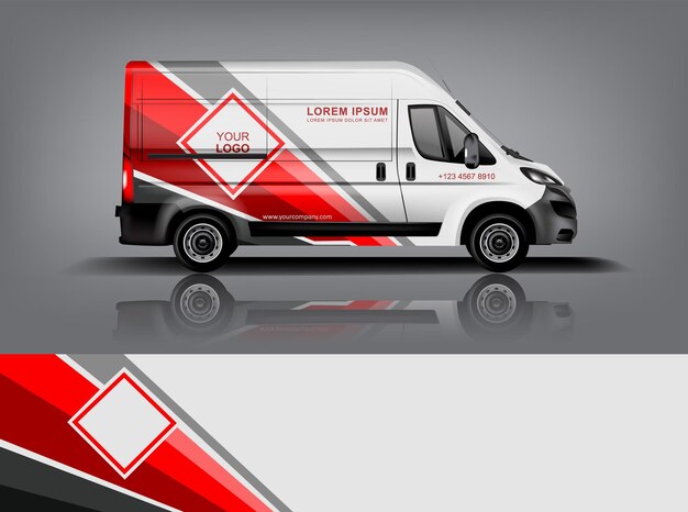 Diseño de envoltura de furgoneta Diseño de calcomanías y pegatinas envolventes para la empresa eps 10 Formato vectorial dekal a1