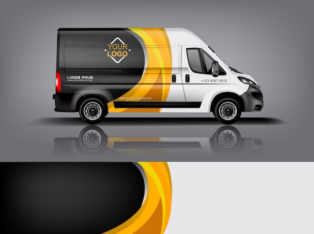 Diseño de envoltura de furgoneta Diseño de calcomanías y pegatinas envolventes para la empresa eps 10 Formato vectorial dekal a1