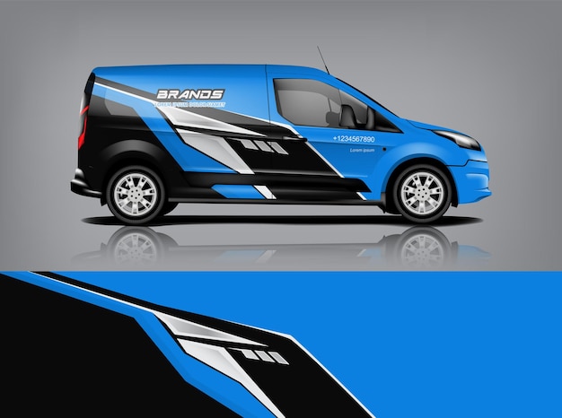 Diseño de envoltura de furgoneta Diseño de calcomanías y pegatinas envolventes para empresa Formato vectorial eps10 dekal a1