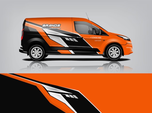 Diseño de envoltura de furgoneta Diseño de calcomanías y pegatinas envolventes para empresa Formato vectorial eps10 dekal a1