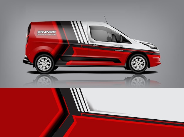 Diseño de envoltura de furgoneta Diseño de calcomanías y pegatinas envolventes para empresa Formato vectorial eps10 dekal a1