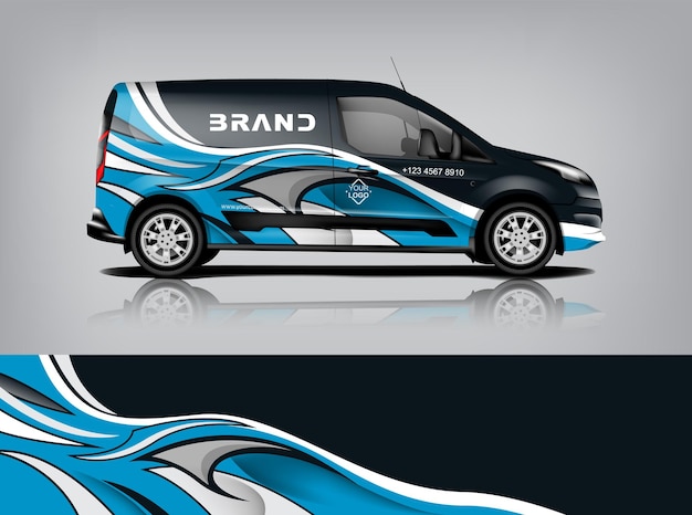 Diseño de envoltura de furgoneta Diseño de calcomanías y pegatinas envolventes para empresa Formato vectorial eps10 dekal a1
