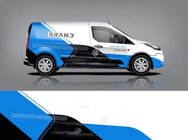 Diseño de envoltura de furgoneta Diseño de calcomanías y pegatinas envolventes para empresa Formato vectorial eps10 dekal a1