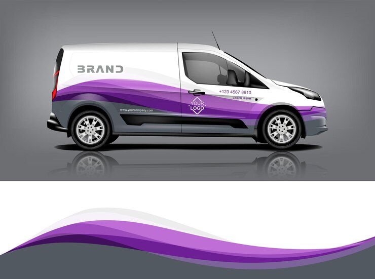 Diseño de envoltura de furgoneta Diseño de calcomanías y pegatinas envolventes para empresa Formato vectorial eps10 dekal a1