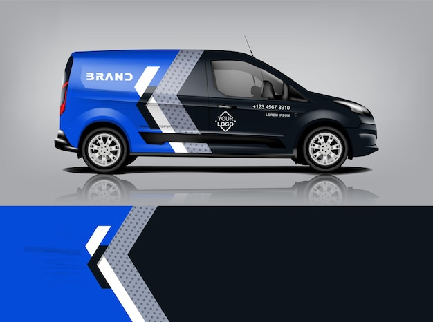 Diseño de envoltura de furgoneta Diseño de calcomanías y pegatinas envolventes para empresa Formato vectorial eps10 dekal a1