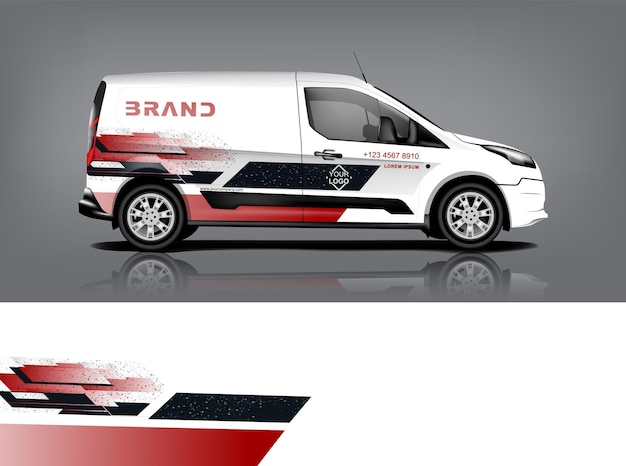 Diseño de envoltura de furgoneta Diseño de calcomanías y pegatinas envolventes para empresa Formato vectorial eps10 dekal a1