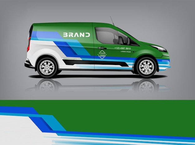 Diseño de envoltura de furgoneta Diseño de calcomanías y pegatinas envolventes para empresa Formato vectorial eps10 dekal a1