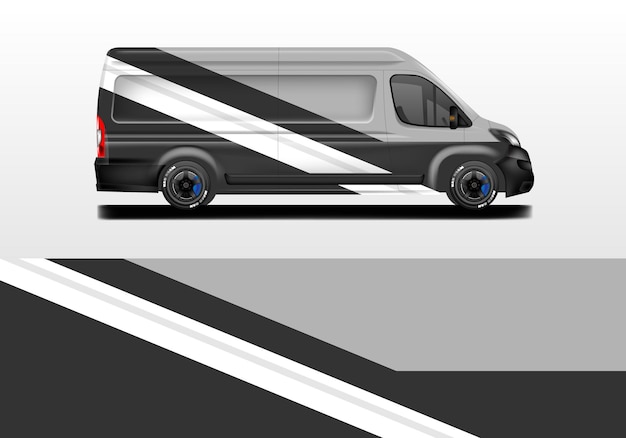 El diseño de la envoltura de la furgoneta es un adhesivo vectorial para automóviles.