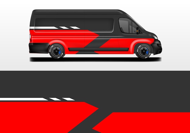 El diseño de la envoltura de la furgoneta es un adhesivo vectorial para automóviles.