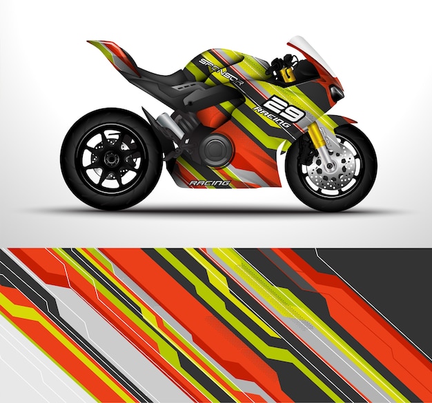 Diseño de envoltura de motocicleta deportiva de carreras