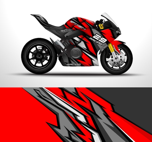 Diseño de envoltura de motocicleta deportiva de carreras