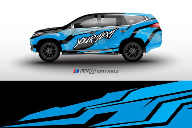 diseño de envoltura de vector de pegatina de librea de coche de rally y empresa