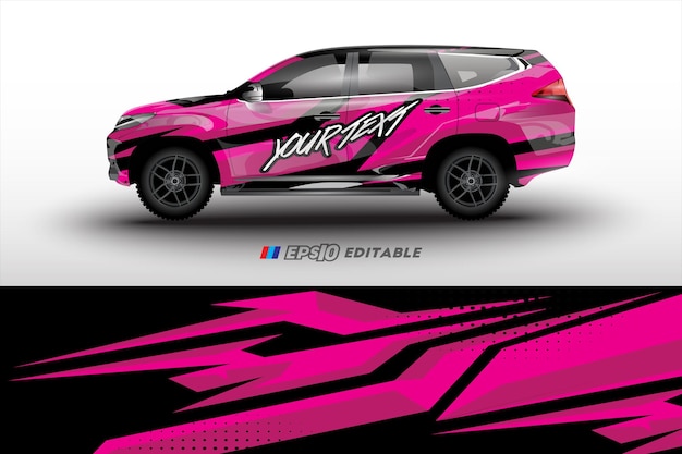 diseño de envoltura de vector de pegatina de librea de coche de rally y empresa