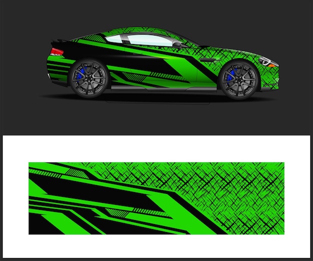 Diseño de envoltura de vehículo para envoltura gráfica de calcomanía de auto deportivo
