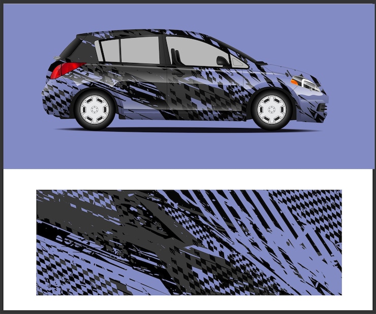 Vector diseño de envoltura de vehículos para calcomanías de automóviles, envolturas de automóviles y letreros de automóviles