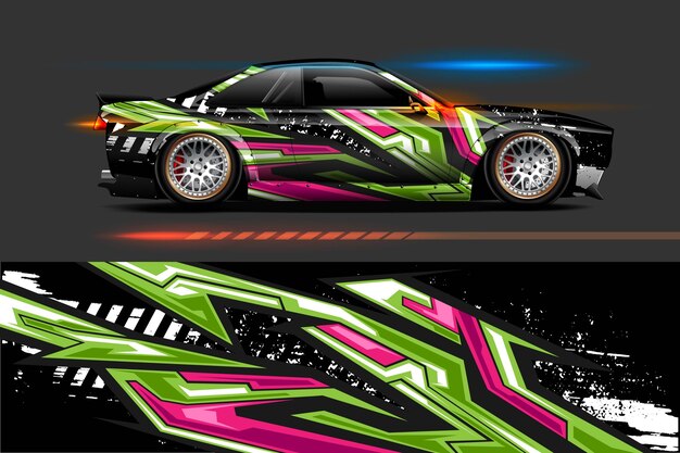 Diseño de envoltura de vinilo para vehículos con fondo abstracto de rayas de carreras