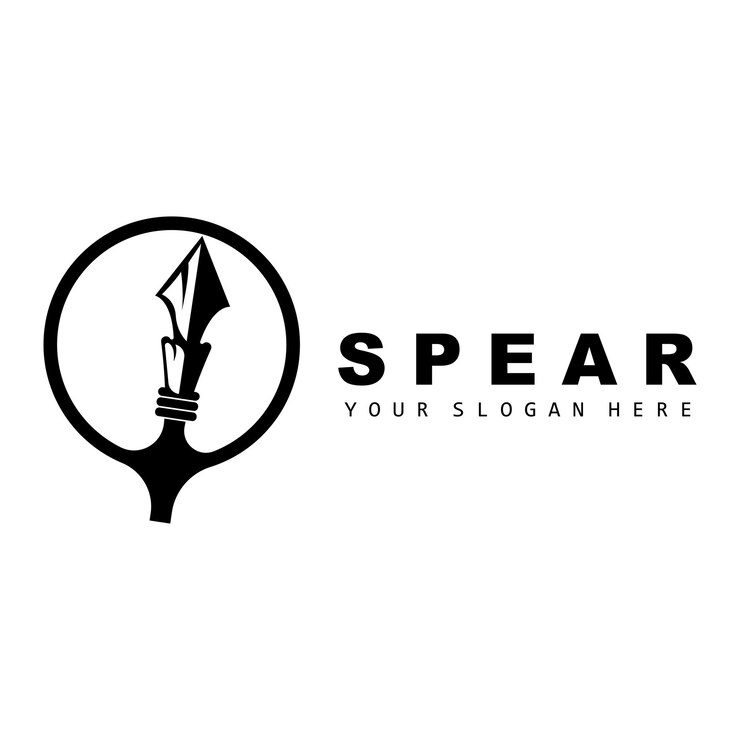 Vector diseño de equipo de caza con logotipo de lanza flecha guerra arma producto marca vector