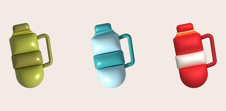 Vector diseño de equipos de camping de ilustración 3d botellas de agua de contenedores para el deporte