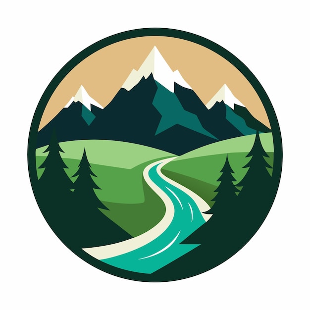 diseño de escenas de aventura en el río de montaña para camisetas