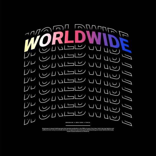 Diseño de escritura mundial adecuado para serigrafía, camisetas, ropa, chaquetas y otros.