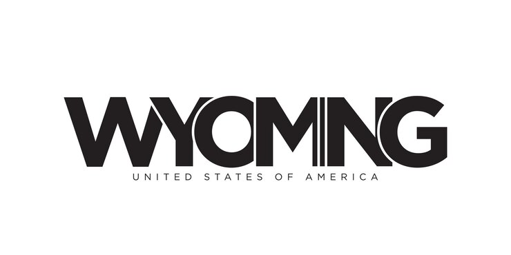 Vector diseño de eslogan de tipografía de wyoming, estados unidos, logotipo de américa con letras gráficas de la ciudad para impresión y web