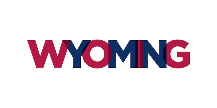 Vector diseño de eslogan de tipografía de wyoming, estados unidos, logotipo de américa con letras gráficas de la ciudad para impresión y web