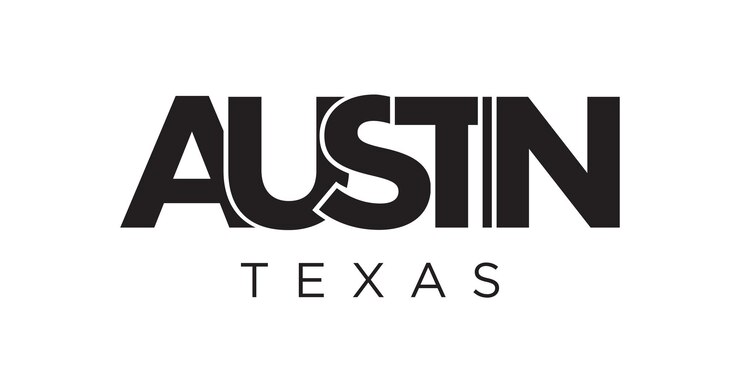 Vector diseño de eslogan tipográfico de austin, texas, ee. uu. logotipo de américa con letras gráficas de la ciudad para impresión y web