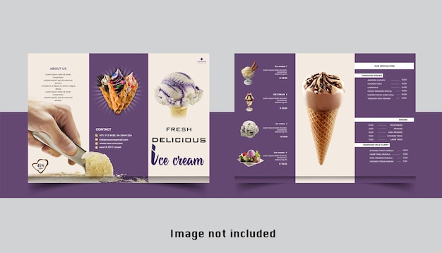 Diseño especial de plantilla de helado delicioso tríptico