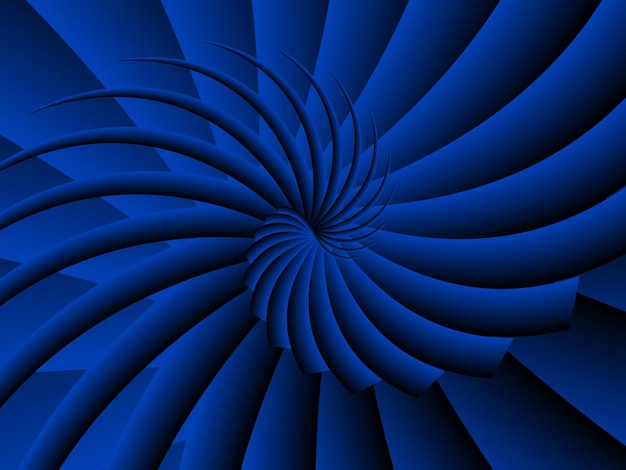 Vector un diseño en espiral azul con un fondo negro papel tapiz de estallido fractal en espiral azul abstracto.