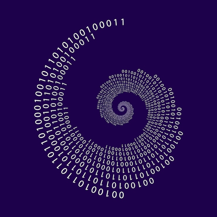 Vector diseño en espiral de código binario