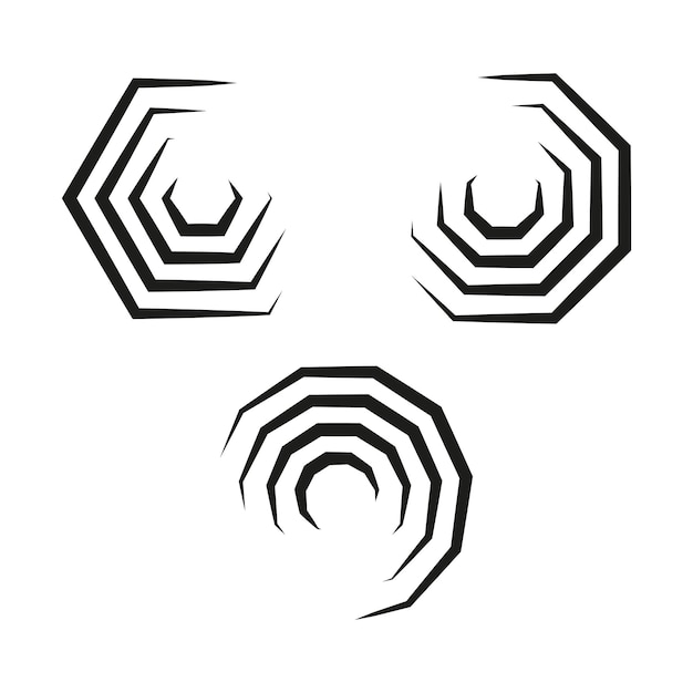 Diseño de espiral hexagonal Patrón geométrico abstracto Ilusión óptica negra Forma vectorial