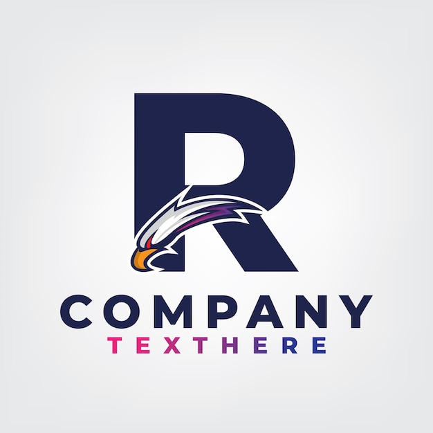 Diseño de esport de águila con plantilla de logotipo de letra R diseño de logotipo de esport de mascota de cabeza de águila
