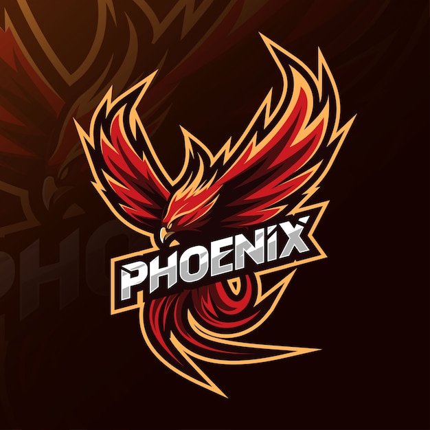 Diseño de esport del logotipo de la mascota de Phoenix