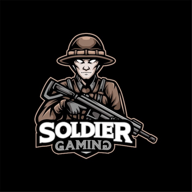 Diseño de esport de mascota de logotipo de soldado