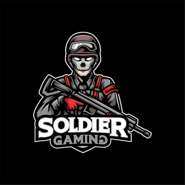 Diseño de esport de mascota de logotipo de soldado