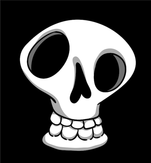 Diseño de esqueleto de Halloween del personaje de dibujos animados Grim Reaper para el logotipo o icono del cartel de la invitación de la fiesta Ilustración de la cara del cráneo vectorial