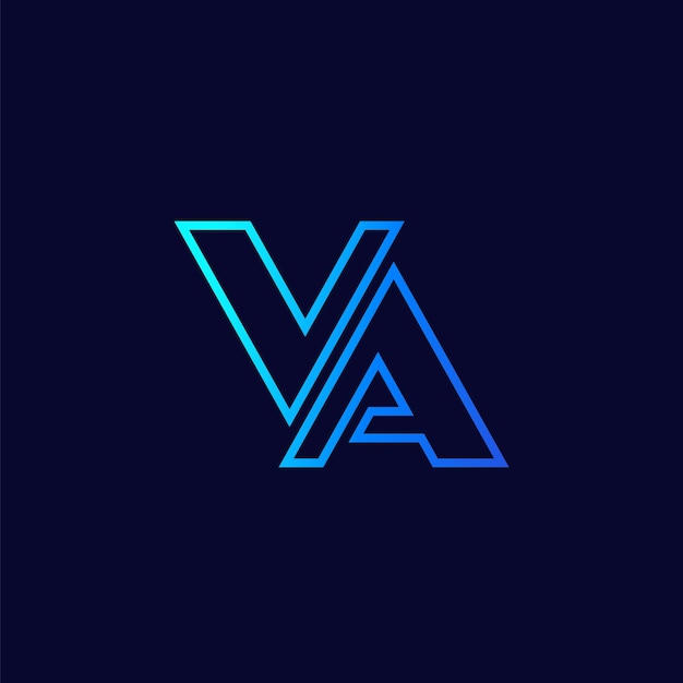 Diseño de esquema de monograma de logotipo de letras VA