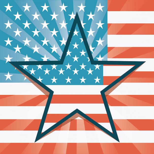 Diseño de Estados Unidos sobre fondo de bandera ilustración vectorial