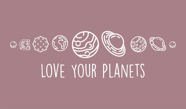 Diseño de estampado de eslogan de planetas