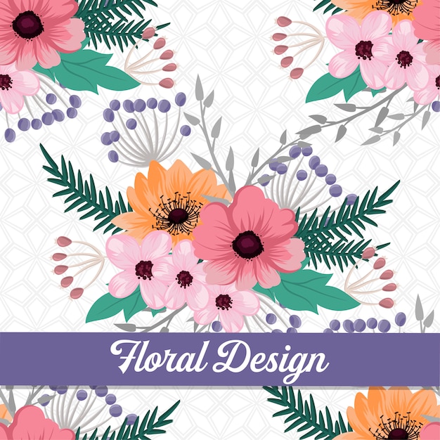 Diseño de estampado floral con bayas