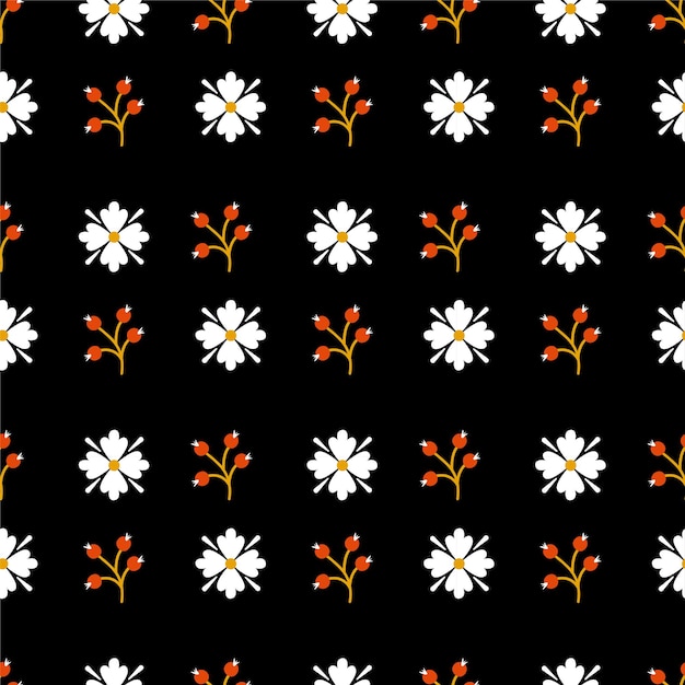 Diseño de estampado vectorial textil plano de flores